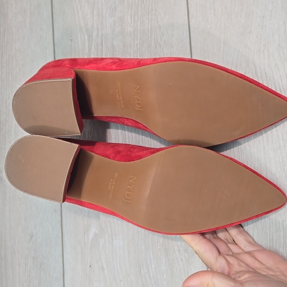 NYDJ Women Solimar Red Block Heel Suede Heels The Pointed Toe Shoes 9M - Picture 10 of 13